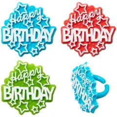 Happy Birthday Stars Cupcake Rings, 12ct