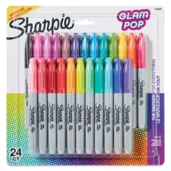 Sharpie Fine Point Permanent Markers - Glam Pop Colors, Set of 24
