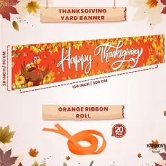 Happy Thanksgiving Banner Outdoor - Xtralarge 120x20 Inch | Thanksgiving Fence Banner for Thanksgiving Banner Decorations | Thanksgiving Banners for Outside for Thanksgiving Yard Decorations