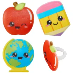 Kawaii Back to School Cupcake Rings, 12ct