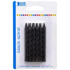 Black Spiral Birthday Candles, 12pc