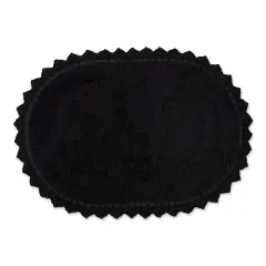 Contemporary Home Living 17" x 24" Solid Black Oval Home Accessories Small Crochet Reversible Bath Mat