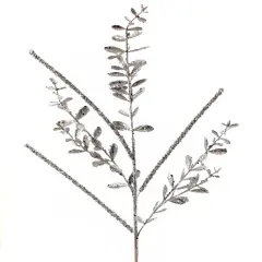 29" GLITTER/SEQUIN BOXWOOD BERRY STICK SPRAY SILV