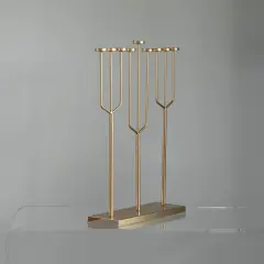 Modern Design Hanukkah Menorah Exceptional presentational piece, 9 Branch Tea Light Candle Holders Gold