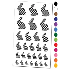 Bunny Side Profile Pattern Plaid Easter Temporary Tattoo Water Resistant Fake Body Art Set Collection Orange