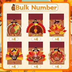 24PCS Thanksgiving Cutlery Holder Set Thanksgiving Table Decor Set Thanksgiving Table Setting Decorations Thanksgiving Turkey Utensil D&eacute;cor for Thanksgiving Autumn Fall Harvest Party Table Decoration