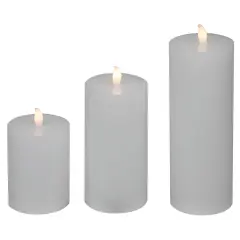 Northlight LED Solid Flameless Flickering Wax Pillar Candles - 8" - White - Set of 3