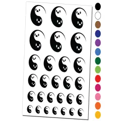 Yin Yang Ghosts Spooky and Cute Temporary Tattoo Water Resistant Fake Body Art Set Collection Yellow