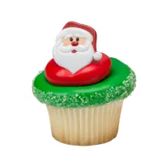 Santa Face Cupcake Rings, 12ct