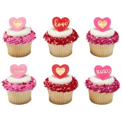Love Heart Cupcake Rings, 12ct