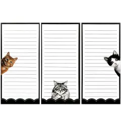 Wrapables Magnetic Notepads for Refrigerator, To-Do lists, Grocery Shopping, Memo, Reminders (Set of 3) Cats
