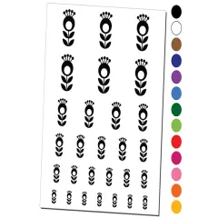 Scandinavian Flower Temporary Tattoo Water Resistant Fake Body Art Set Collection Dark Blue