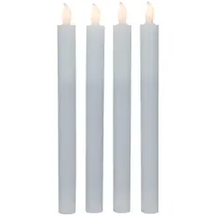 Northlight Set of 4 Solid White LED Flameless Flickering Wax Taper Candles 9.5"