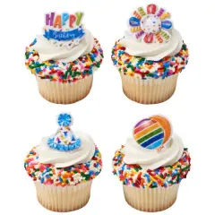 Happy Birthday Cupcake Rings, 12ct