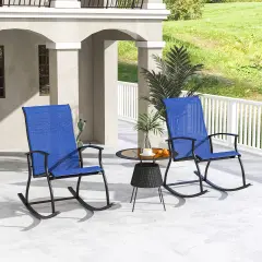 2 Pieces Outdoor Rocking Chairs With Breathable Backrest-navy