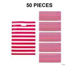 17" x 12" Bulk 50 Pc. Red & White Striped Plastic Treat Bags