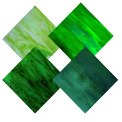 Wissmach 4 Sheet Variety Stained Glass, Green