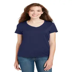 Hanes&reg; Women's Perfect-T Cotton Short Sleeve V-Neck T-Shirt Navy