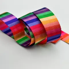 Rainbow Tonal Stripe 1&rdquo; Seatbelt Webbing (by the yard)