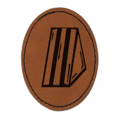 Sandwich Doodle Round Iron-On Engraved Faux Leather Patch Applique - 2.5" Brown