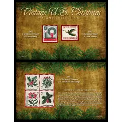 Vintage United States Christmas Stamp Collection Portfolio Wallet