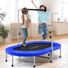 2-Person Foldable Mini Kids Fitness Rebounder Trampoline Blue