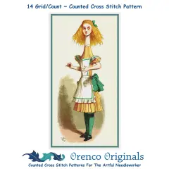 Alice Couriouser and Couriouser Counted Cross Stitch Pattern by John Tenniel