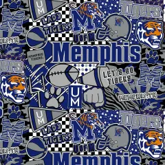 Sykel Enterprises-University of Memphis Cotton Fabric-Memphis Tigers Pop Art Cotton Quilting Fabric