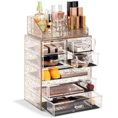 Sorbus Medium Makeup Organizer Set - (3 Large / 4 Small Drawers/Top Tray) Glitter