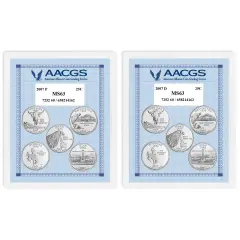 2007P & 2007D Statehood Quarters Graded MS63 Brilliant Uncirculated 