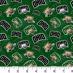 Sykel Enterprises-Ohio University Cotton Fabric-Ohio Bobcats Tone On Tone Cotton Quilting Fabric