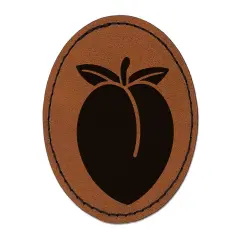 Plump Peach Solid Round Iron-On Engraved Faux Leather Patch Applique - 2.5" Brown