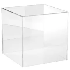 Plymor Clear Acrylic Display Case with No Base (Mirror Back), 4" x 4" x 4"
