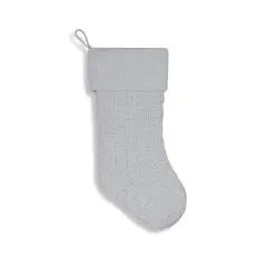 Chunky Checkered Knit Christmas Stockings Grey