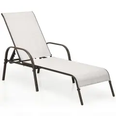 Adjustable Patio Chaise Folding Lounge Chair with Backrest Grey
