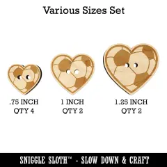 Heart Shaped Soccer Ball Futbol Sports Wood Buttons for Sewing Knitting Crochet DIY Craft