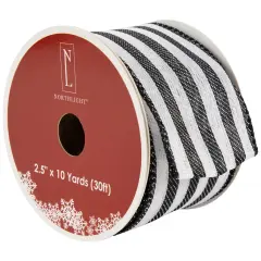 Northlight Striped Wired Craft Ribbon - 2.5" x 10 Yards - Black and White