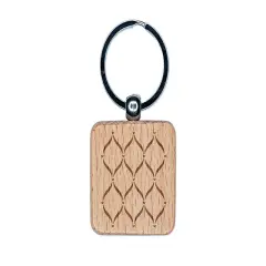 Trellis Pattern Engraved Wood Square Keychain Tag Charm
