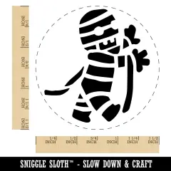 Cute Mummy Egyptian Monster Wrapped in Bandages Halloween Self-Inking Rubber Stamp Ink Stamper for Stamping Crafting Planners Black