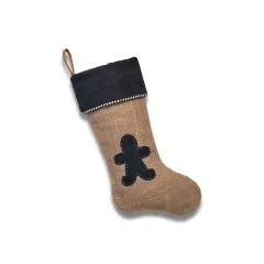 Jute Stocking with Dress Denim Gingerbread Man