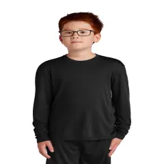 Sport-Tek&reg; Crew Neck Long Sleeve T-Shirt for Youth Black