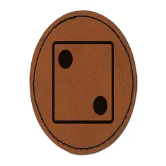 Two 2 Dice Die Round Iron-On Engraved Faux Leather Patch Applique - 2.5" Brown