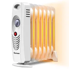 Costway 700 W Portable Mini Electric Oil Filled Radiator Heater 7-Fin Thermostat Home