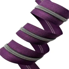 Deep Purple Tape with Gun Metal Teeth Zipper Tape