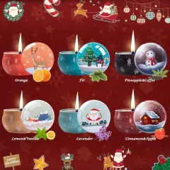 6 PackChristmas Scented Candles Gifts for Women, Scented Candles Gift Set, Natural Soy Wax Xmas Aromatherapy Scented Candles, Tin Jar Candles for Stress Relief