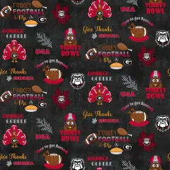 Sykel Enterprises-University of Georgia Cotton Fabric-Georgia Bulldogs Turkey bowl Cotton Quilting Fabric