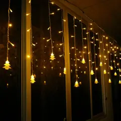 Christmas LED Curtain Window String Lights for Xmas Tree Decor Warm white