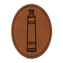 Paint Tube Art Teacher School Round Iron-On Engraved Faux Leather Patch Applique - 2.5" Brown
