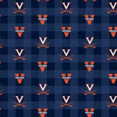 Sykel Enterprises-University of Virginia Fleece Fabric-Virginia Cavaliers Buffalo Plaid Fleece Blanket Fabric-Sold by the yard