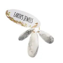 Earth's Jewels Semi-Precious Natural White Howlite Teardrop Pendants, 3pcs
